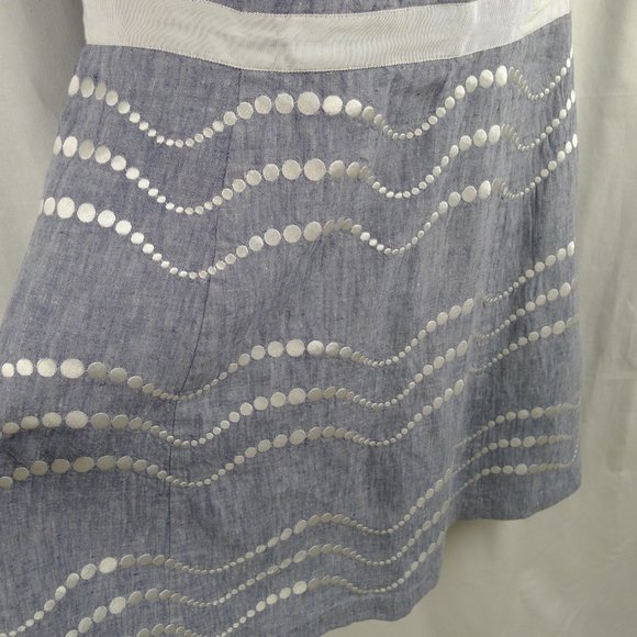 Boden Chambray Linen Sleeveless Fit N Flare Dress - Picture 3 of 6